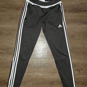 Vintage Adidas Women's Black Joggers with White Stripes